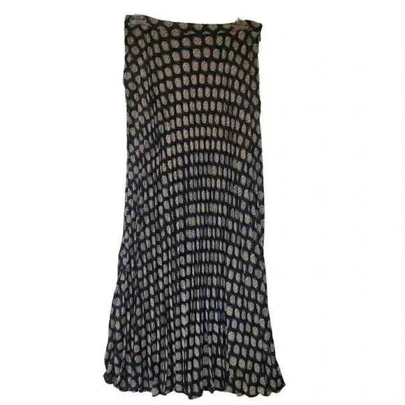 Banana Republic Women's Navy Blue Polyester Accordion Pleated Geo Print Maxi Ski - Picture 10 of 14
